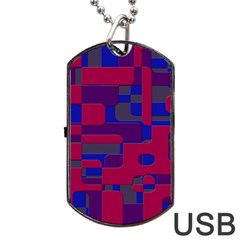 Offset Puzzle Rounded Graphic Squares In A Red And Blue Colour Set Dog Tag Usb Flash (two Sides) by Mariart