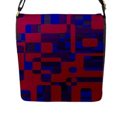 Offset Puzzle Rounded Graphic Squares In A Red And Blue Colour Set Flap Messenger Bag (l) 