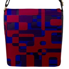 Offset Puzzle Rounded Graphic Squares In A Red And Blue Colour Set Flap Messenger Bag (s) by Mariart