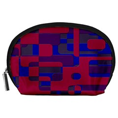 Offset Puzzle Rounded Graphic Squares In A Red And Blue Colour Set Accessory Pouches (large)  by Mariart