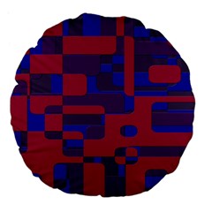 Offset Puzzle Rounded Graphic Squares In A Red And Blue Colour Set Large 18  Premium Flano Round Cushions by Mariart