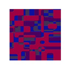 Offset Puzzle Rounded Graphic Squares In A Red And Blue Colour Set Small Satin Scarf (square)