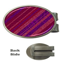 Maroon Striped Texture Money Clips (oval)  by Mariart