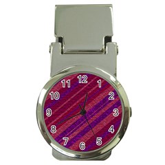 Maroon Striped Texture Money Clip Watches