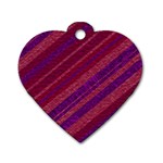 Maroon Striped Texture Dog Tag Heart (One Side) Front