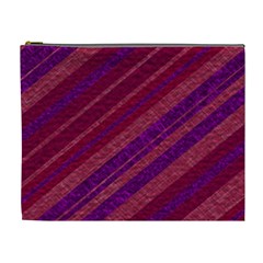 Maroon Striped Texture Cosmetic Bag (xl)