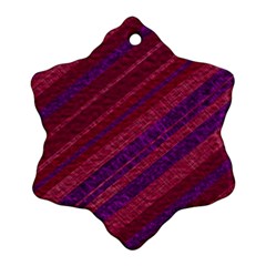 Maroon Striped Texture Snowflake Ornament (two Sides)