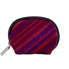 Maroon Striped Texture Accessory Pouches (small)  by Mariart