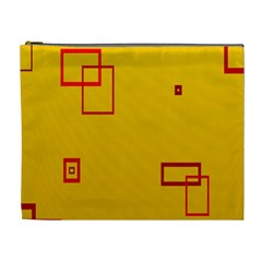 Overlap Squares Orange Plaid Red Cosmetic Bag (xl)