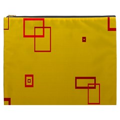 Overlap Squares Orange Plaid Red Cosmetic Bag (xxxl)  by Mariart