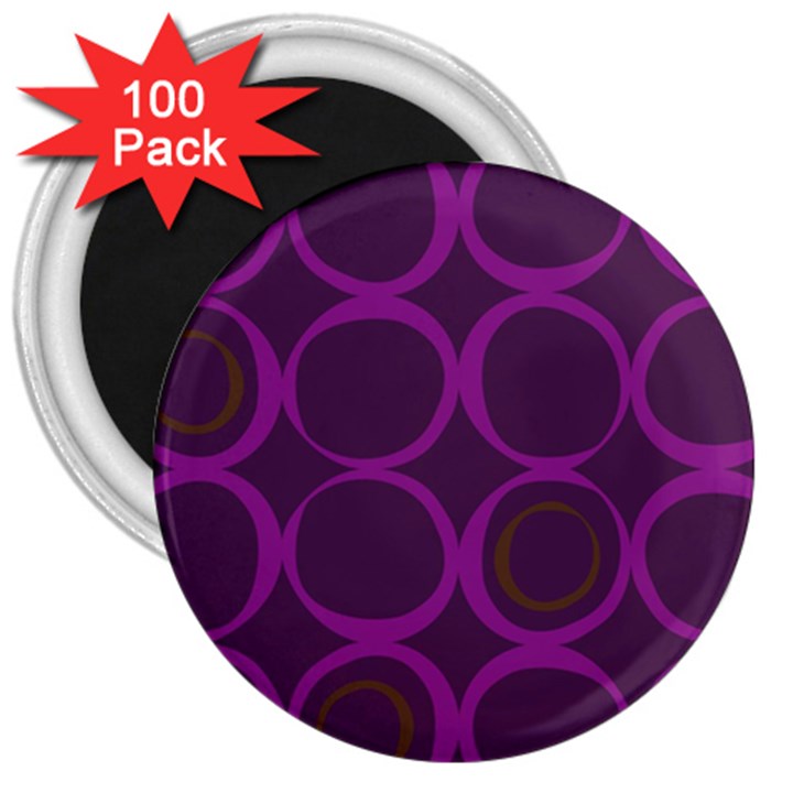 Original Circle Purple Brown 3  Magnets (100 pack)