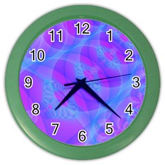 Original Purple Blue Fractal Composed Overlapping Loops Misty Translucent Color Wall Clocks