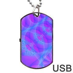 Original Purple Blue Fractal Composed Overlapping Loops Misty Translucent Dog Tag Usb Flash (two Sides) by Mariart