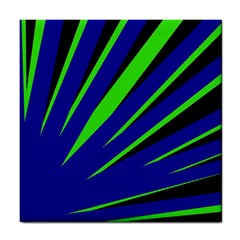 Rays Light Chevron Blue Green Black Tile Coasters