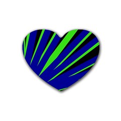 Rays Light Chevron Blue Green Black Heart Coaster (4 Pack)  by Mariart