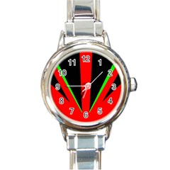 Rays Light Chevron Green Red Black Round Italian Charm Watch
