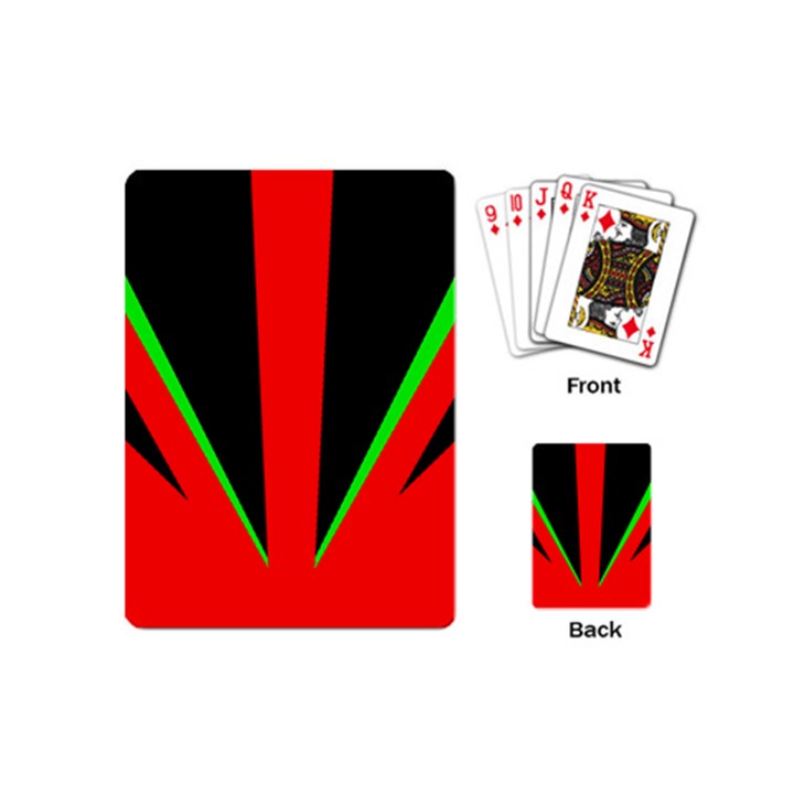 Rays Light Chevron Green Red Black Playing Cards (Mini) 