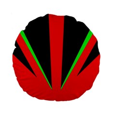 Rays Light Chevron Green Red Black Standard 15  Premium Flano Round Cushions by Mariart