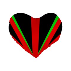 Rays Light Chevron Green Red Black Standard 16  Premium Flano Heart Shape Cushions by Mariart