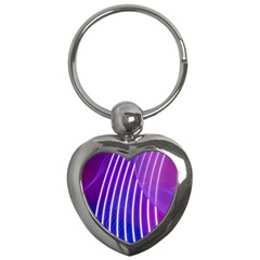 Rays Light Chevron Blue Purple Line Light Key Chains (heart)  by Mariart