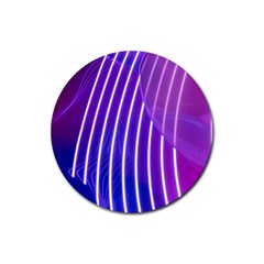 Rays Light Chevron Blue Purple Line Light Rubber Round Coaster (4 Pack)  by Mariart