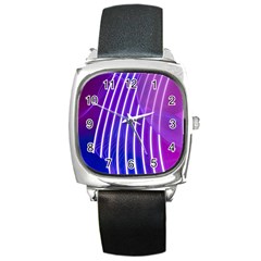 Rays Light Chevron Blue Purple Line Light Square Metal Watch