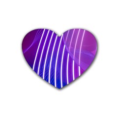 Rays Light Chevron Blue Purple Line Light Rubber Coaster (heart)  by Mariart