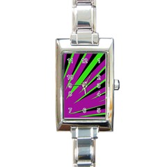 Rays Light Chevron Purple Green Black Rectangle Italian Charm Watch by Mariart