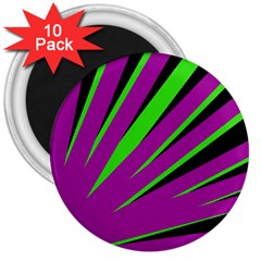 Rays Light Chevron Purple Green Black 3  Magnets (10 Pack) 