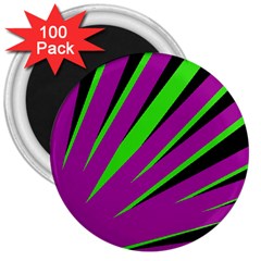 Rays Light Chevron Purple Green Black 3  Magnets (100 Pack)