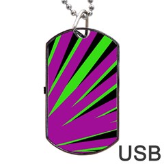 Rays Light Chevron Purple Green Black Dog Tag Usb Flash (two Sides) by Mariart