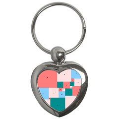 Simple Perfect Squares Squares Order Key Chains (heart)  by Mariart