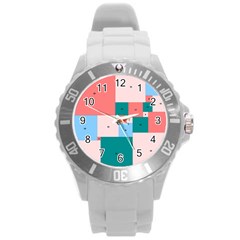 Simple Perfect Squares Squares Order Round Plastic Sport Watch (l)