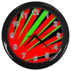 Rays Light Chevron Red Green Black Wall Clocks (black)