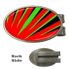 Rays Light Chevron Red Green Black Money Clips (oval)  by Mariart