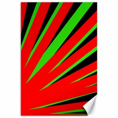 Rays Light Chevron Red Green Black Canvas 24  X 36  by Mariart