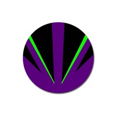 Rays Light Chevron Purple Green Black Line Magnet 3  (round) by Mariart