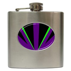 Rays Light Chevron Purple Green Black Line Hip Flask (6 Oz) by Mariart