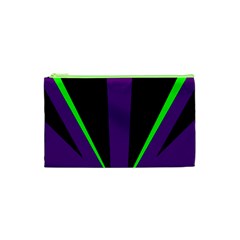 Rays Light Chevron Purple Green Black Line Cosmetic Bag (xs)