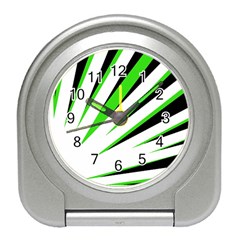 Rays Light Chevron White Green Black Travel Alarm Clocks by Mariart