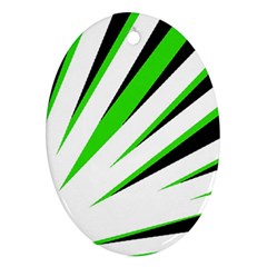 Rays Light Chevron White Green Black Oval Ornament (two Sides) by Mariart