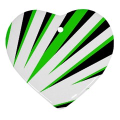 Rays Light Chevron White Green Black Heart Ornament (two Sides)
