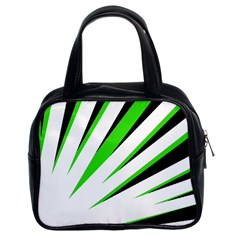 Rays Light Chevron White Green Black Classic Handbags (2 Sides)