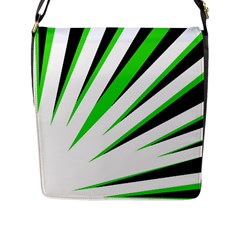 Rays Light Chevron White Green Black Flap Messenger Bag (l) 