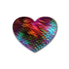 Rainbow Shake Light Line Heart Coaster (4 Pack)  by Mariart