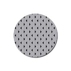 Stripes Line Triangles Vertical Black Rubber Round Coaster (4 Pack)  by Mariart