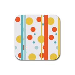 Stripes Dots Line Circle Vertical Yellow Red Blue Polka Rubber Coaster (square) 