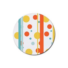 Stripes Dots Line Circle Vertical Yellow Red Blue Polka Rubber Coaster (round)  by Mariart