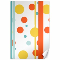 Stripes Dots Line Circle Vertical Yellow Red Blue Polka Canvas 24  X 36 