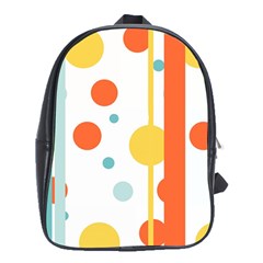 Stripes Dots Line Circle Vertical Yellow Red Blue Polka School Bags (xl) 